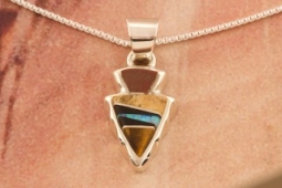 Calvin Begay Genuine Picture Jasper Sterling Silver Arrowhead Pendant